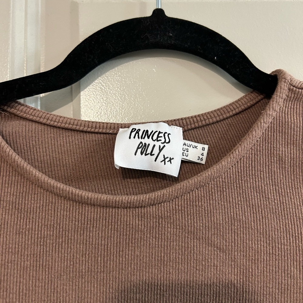 Princess Polly Cocoa Ruched Long Sleeve Top - Picture 2 of 3